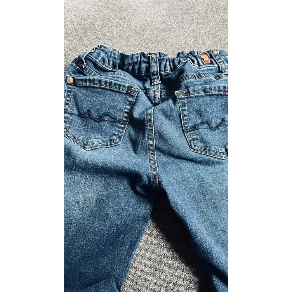 7 For All Mankind Skinny Jeans Kids Size 7 Blue Adjustable Waist Stretch Denim